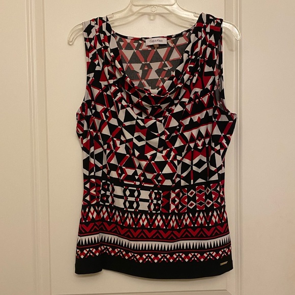 Calvin Klein Tops - ❤️ Calvin Klein Red/Black/White Abstract Blouse